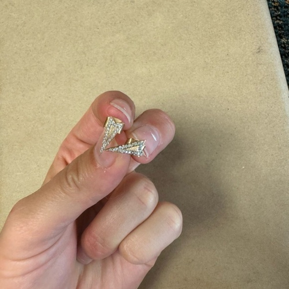 Triangle Rose Gold with faux Diamond‎ earring studs
